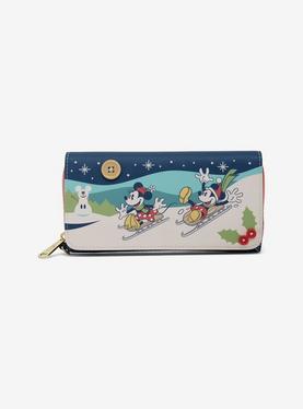 Loungefly Disney Mickey Mouse & Minnie Mouse Holiday Sleigh Flap Wallet, , hi-res
